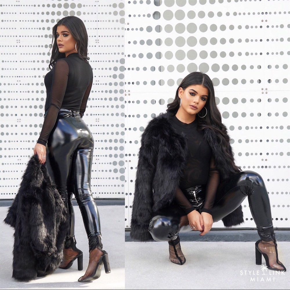 Black Cropped Faux Fur Jacket
